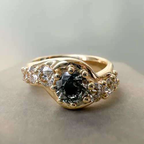 salt and pepper diamond bespoke engagement ring