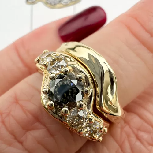salt and pepper diamond bespoke engagement ring