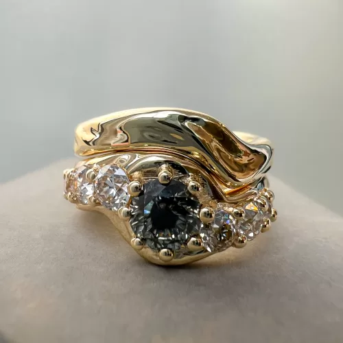 salt and pepper diamond bespoke engagement ring