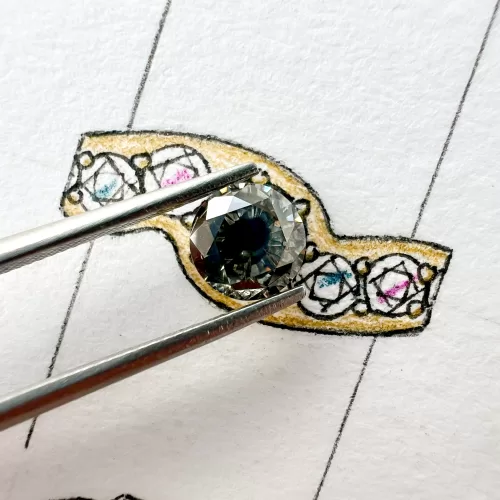 salt and pepper diamond bespoke engagement ring