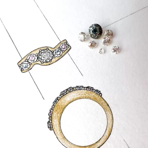 salt and pepper diamond bespoke engagement ring