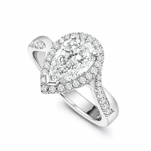 Custom Pear Cut Diamond Halo Engagement RingUp