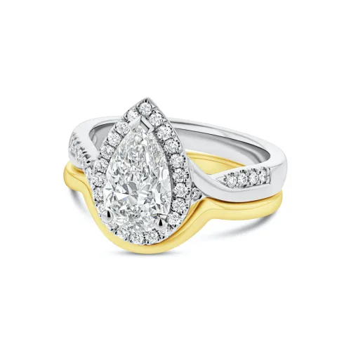 Custom Pear Cut Diamond Halo Engagement Ring
