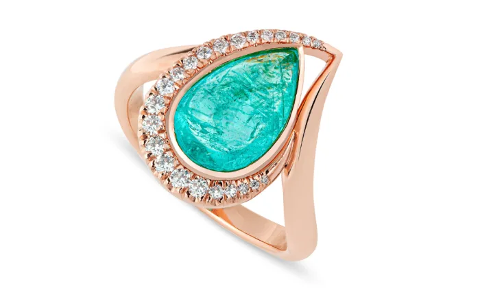 Paraiba Rose Gold Wave Ring