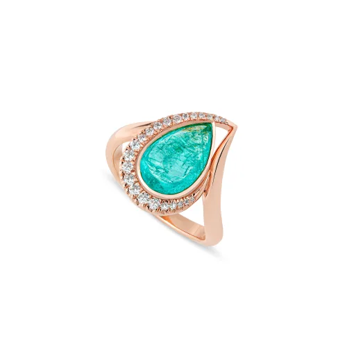 Paraiba Rose Gold Wave Ring