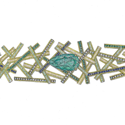 Mikado – Cuff Bracelet – Pear Cut Teal Tourmaline