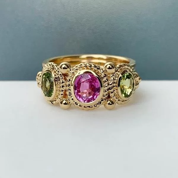 Antique Inspired Three Stone Ring