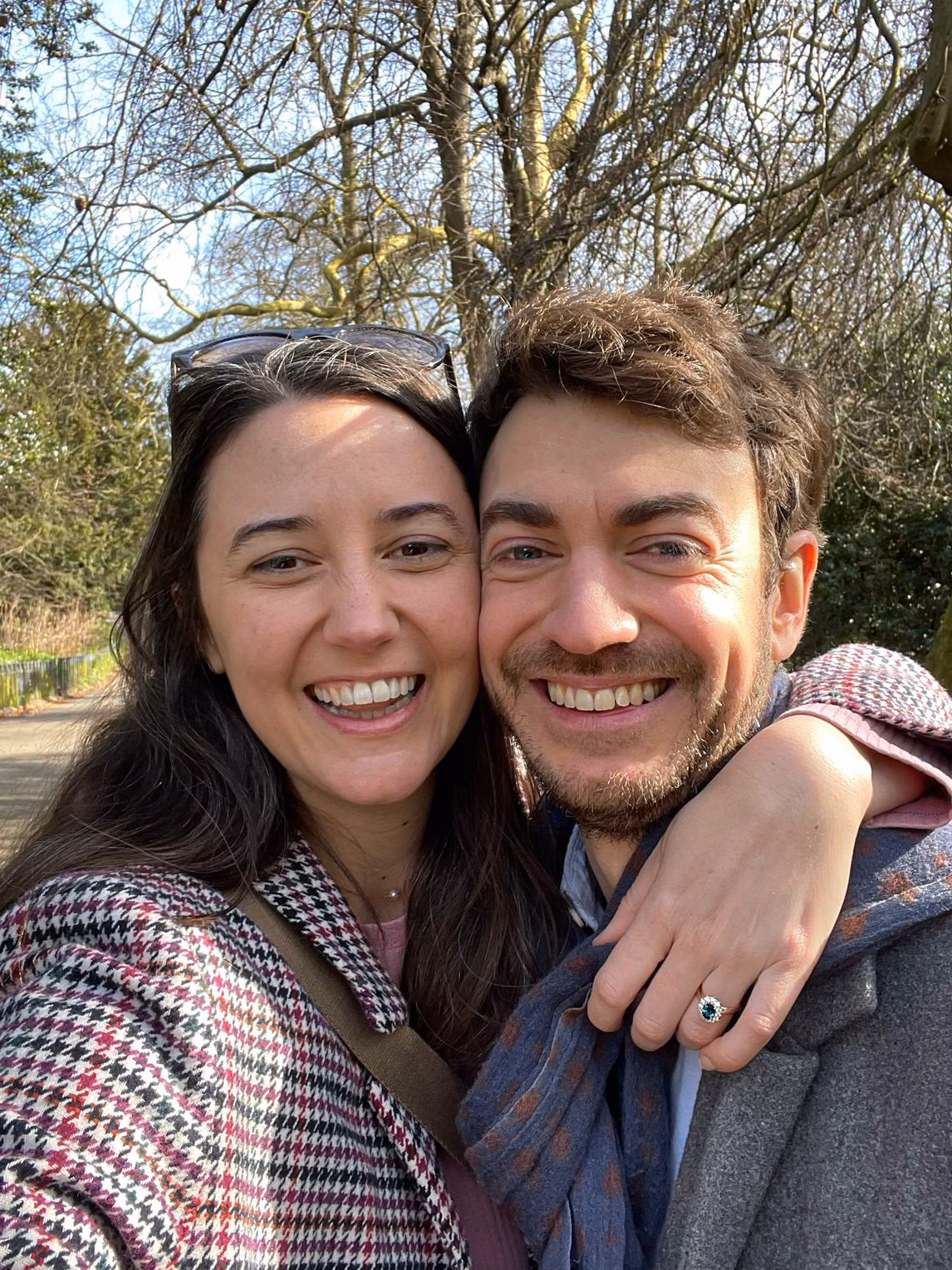 Customer Photo Happy Couple The happy couple with their vintage bespoke engagement ring