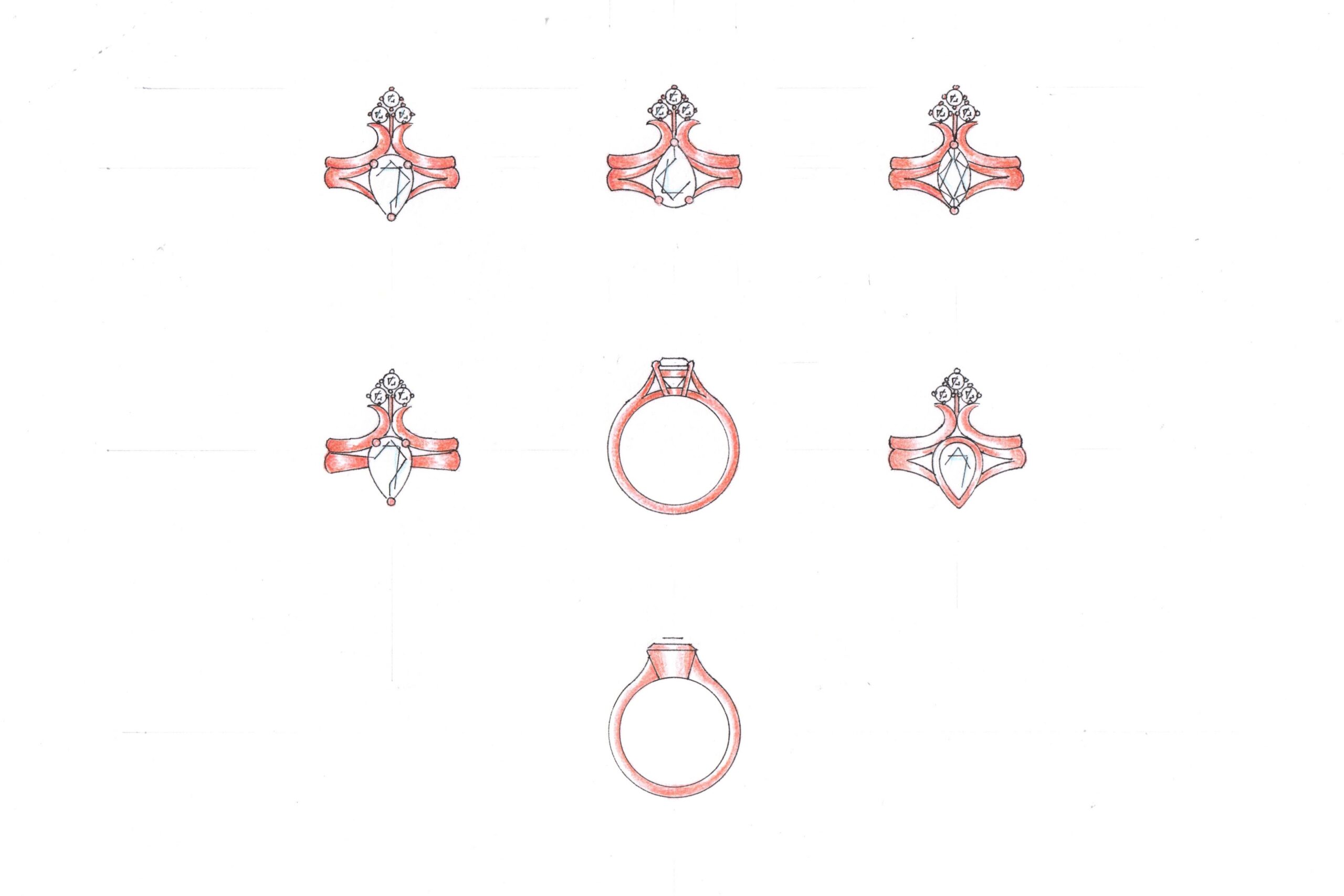 J1229 Pear cut Diamond Ring 17