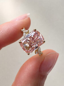Bespoke Pink Cushion Cut Engagement Ring